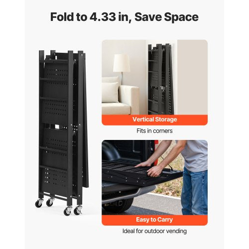 3Tier Foldable Storage Shelf 30W x 13D x 36H Inch Folding Metal Rack
