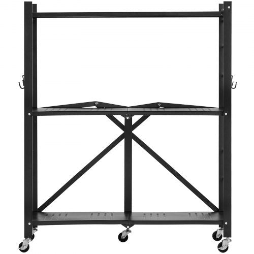 3Tier Foldable Storage Shelf 30W x 13D x 36H Inch Folding Metal Rack