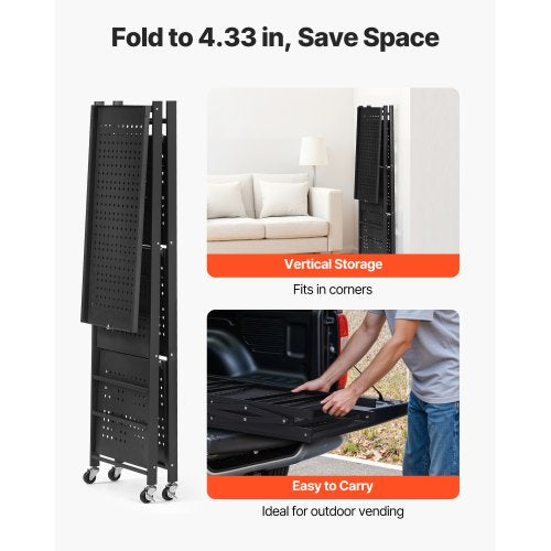4Tier Foldable Storage Shelf 26W x 13D x 46H Inch Folding Metal Rack