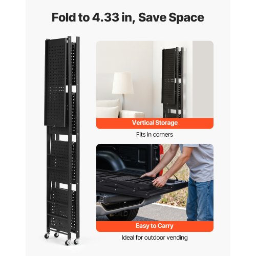 4Tier Foldable Storage Shelf 28W x 13D x 54H Inch Folding Metal Rack