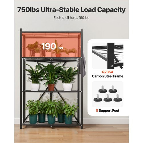 4Tier Foldable Storage Shelf 36W x 21D x 60H Inch Folding Metal Rack