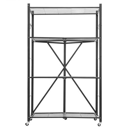 4Tier Foldable Storage Shelf 36W x 21D x 60H Inch Folding Metal Rack