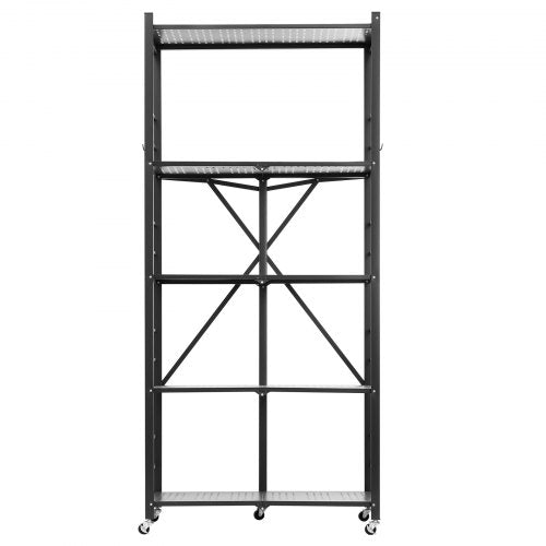 5Tier Foldable Storage Shelf 32W x 14D x 72H Inch Folding Metal Rack b