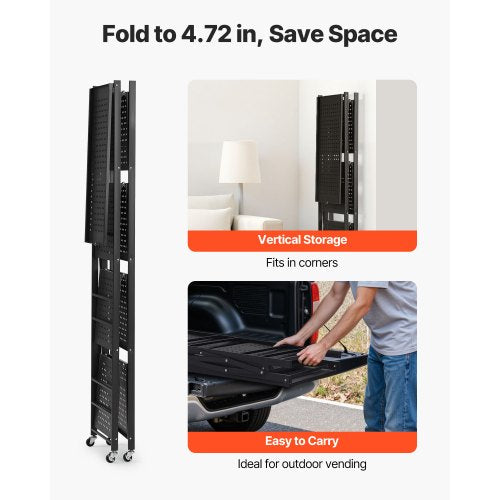 5Tier Foldable Storage Shelf 28W x 13D x 66H Inch Folding Metal Rack