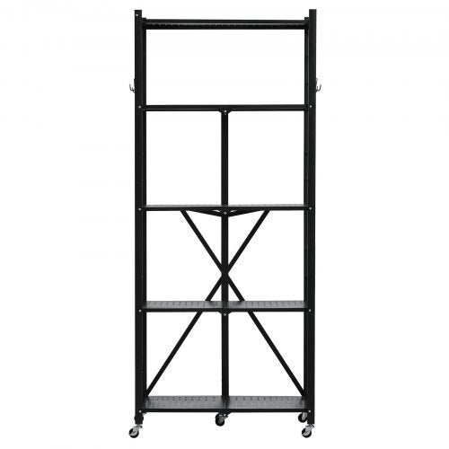 5Tier Foldable Storage Shelf 28W x 13D x 66H Inch Folding Metal Rack