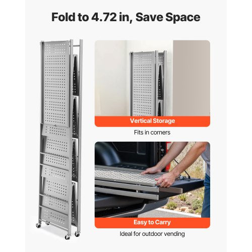 5Tier Foldable Storage Shelf 32W x 14D x 72H Inch Folding Metal Rack c