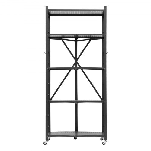 5Tier Foldable Storage Shelf 28W x 15D x 64H Inch Folding Metal Rack