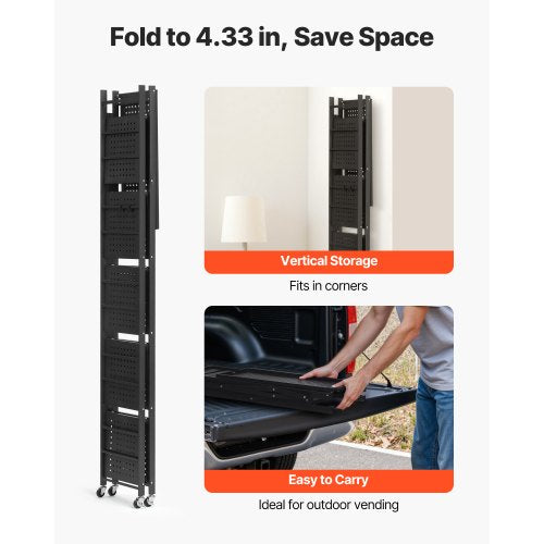 6Tier Foldable Storage Shelf 24W x 12D x 72H Inch Folding Metal Rack
