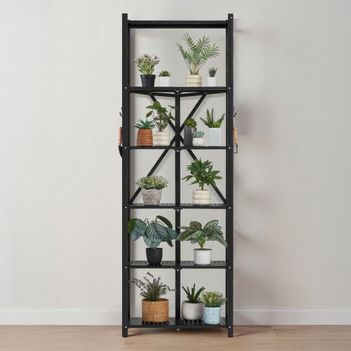 6Tier Foldable Storage Shelf 24W x 12D x 72H Inch Folding Metal Rack
