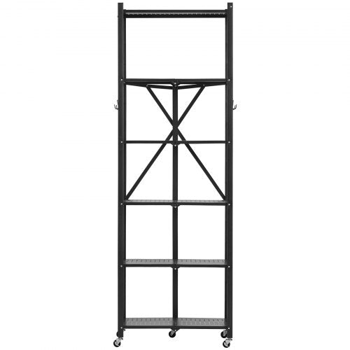 6Tier Foldable Storage Shelf 24W x 12D x 72H Inch Folding Metal Rack