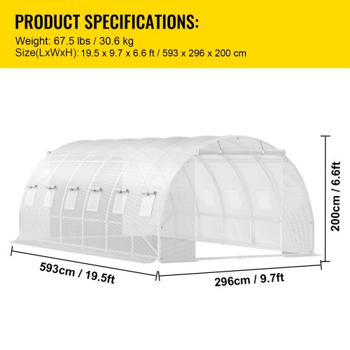 20 x 10 x 7 ft Walkin Tunnel Greenhouse Portable Plant Hot House