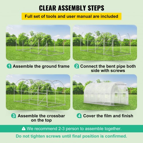 15 x 65 x 7 ft Walkin Tunnel Greenhouse Portable Plant Hot House