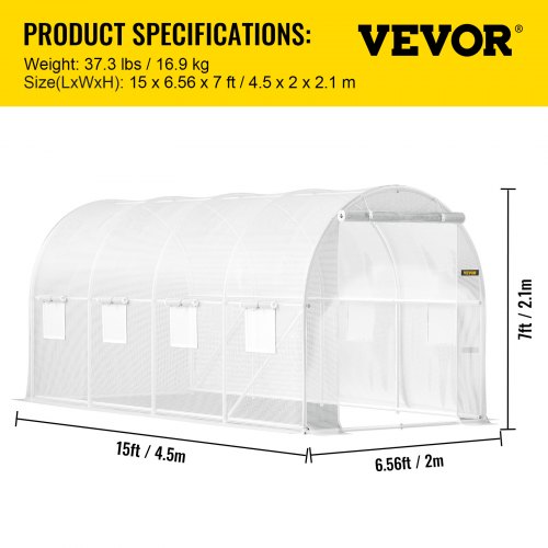 15 x 65 x 7 ft Walkin Tunnel Greenhouse Portable Plant Hot House