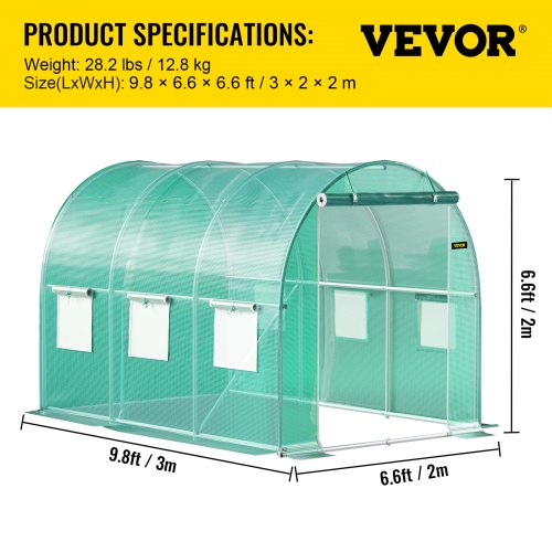 Walkin Tunnel Greenhouse 98 x 66 x 6.6 ft Portable Plant Hot House