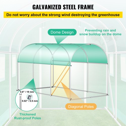 12 x 7 x 7 ft Walkin Tunnel Greenhouse Portable Plant Hot House with Galvanized
