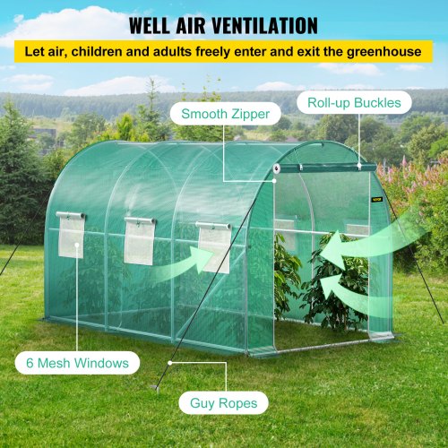 12 x 7 x 7 ft Walkin Tunnel Greenhouse Portable Plant Hot House with Galvanized
