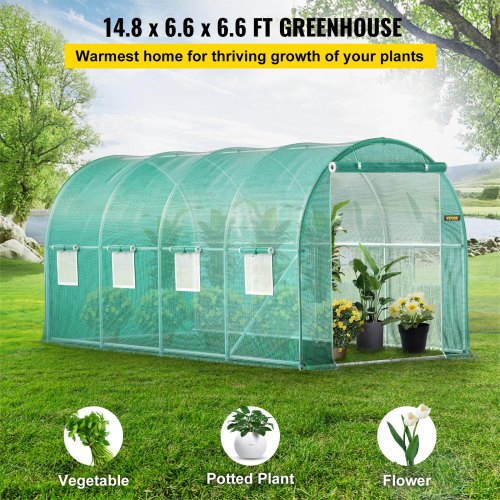 Walkin Tunnel Greenhouse 15 x 7 x 7 ft Portable Plant Hot House with Galvanized