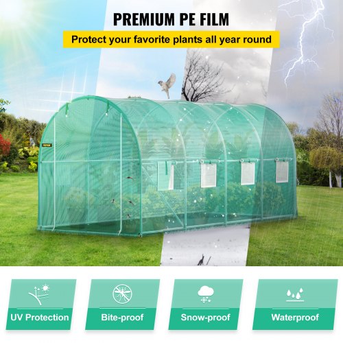 Walkin Tunnel Greenhouse 15 x 7 x 7 ft Portable Plant Hot House with Galvanized