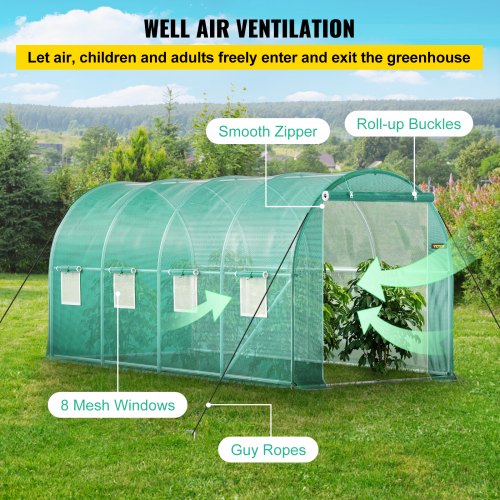 Walkin Tunnel Greenhouse 15 x 7 x 7 ft Portable Plant Hot House with Galvanized