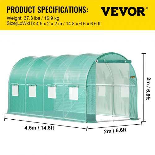 Walkin Tunnel Greenhouse 15 x 7 x 7 ft Portable Plant Hot House with Galvanized
