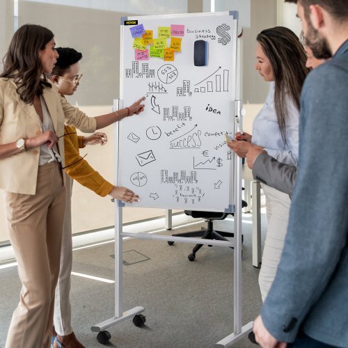 Mobile Magnetic Whiteboard 36 x 24 Inch Double Sided 360 Degree