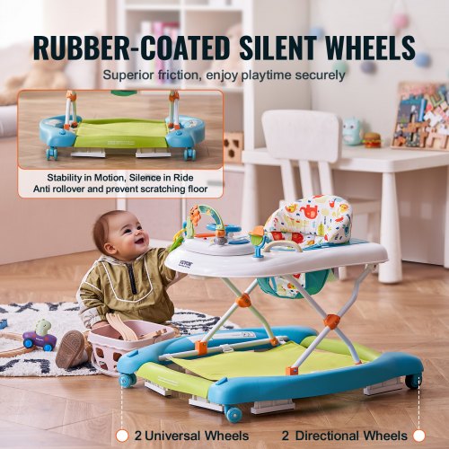 4in1 Baby Walker Foldable Baby Activity Center on Wheels 3 Adjustable