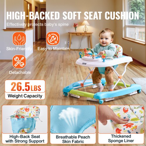 4in1 Baby Walker Foldable Baby Activity Center on Wheels 3 Adjustable