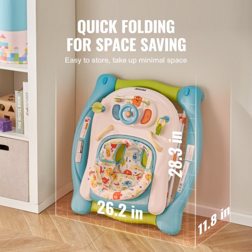 4in1 Baby Walker Foldable Baby Activity Center on Wheels 3 Adjustable