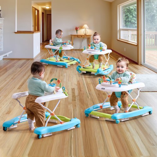 4in1 Baby Walker Foldable Baby Activity Center on Wheels 3 Adjustable