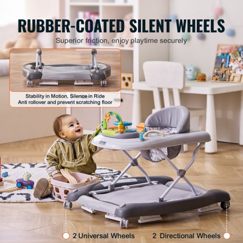 4in1 Baby Walker Foldable Baby Activity Center on Wheels 3 Adjustable