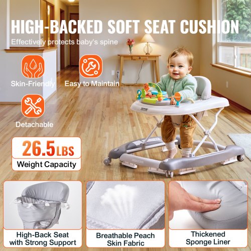 4in1 Baby Walker Foldable Baby Activity Center on Wheels 3 Adjustable
