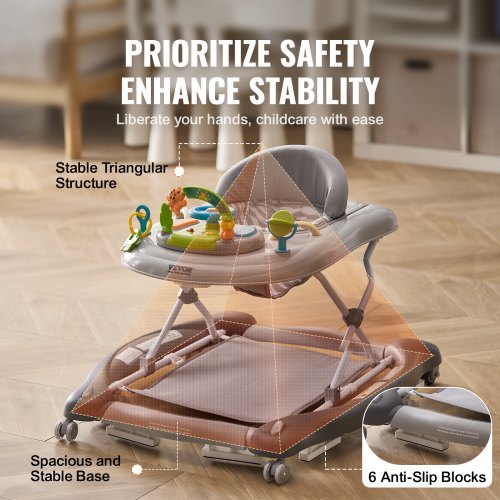 4in1 Baby Walker Foldable Baby Activity Center on Wheels 3 Adjustable