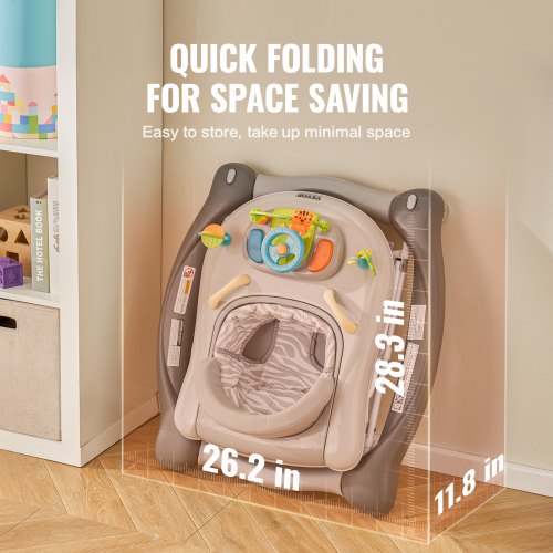4in1 Baby Walker Foldable Baby Activity Center on Wheels 3 Adjustable