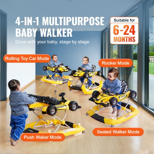 4in1 Baby Walker Foldable Baby Activity Center on Wheels Adjustable