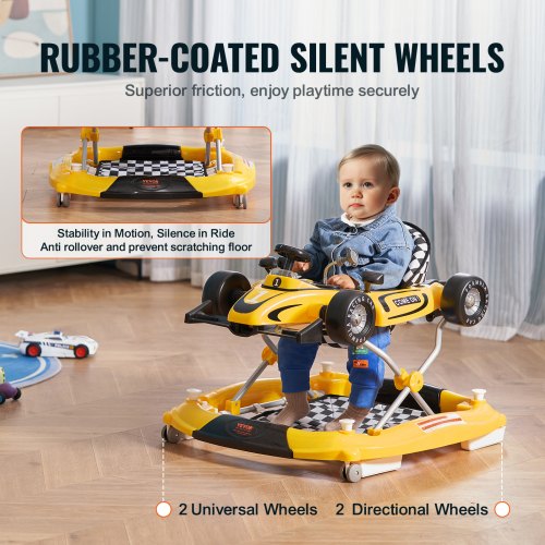 4in1 Baby Walker Foldable Baby Activity Center on Wheels Adjustable