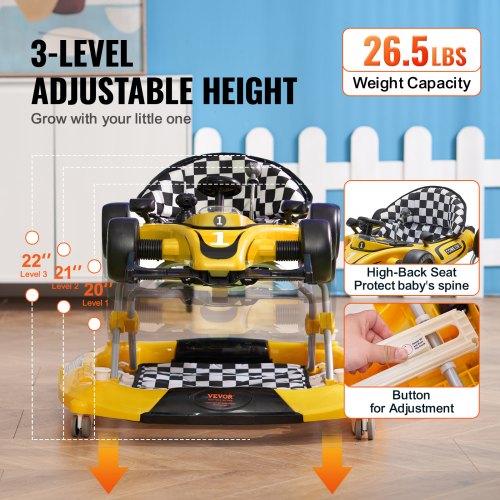 4in1 Baby Walker Foldable Baby Activity Center on Wheels Adjustable
