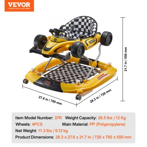 4in1 Baby Walker Foldable Baby Activity Center on Wheels Adjustable