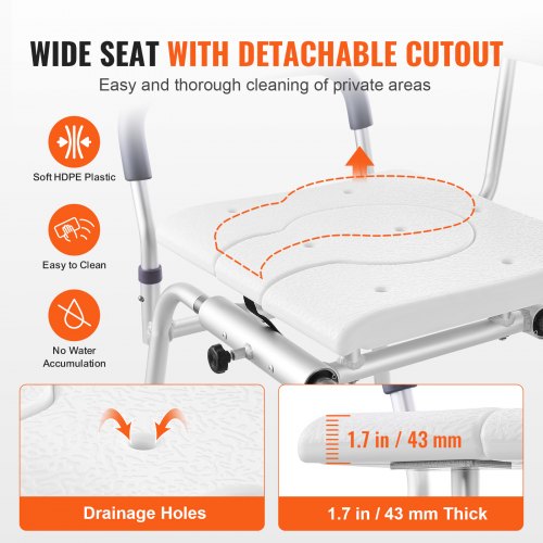 Sliding Tub Transfer Bench Height Adjustable Bathtub Transfer Bench with CutOut
