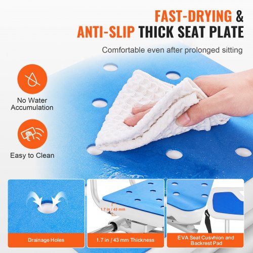 Sliding Tub Transfer Bench with 360 Degree Swivel Seat Height Adjustable