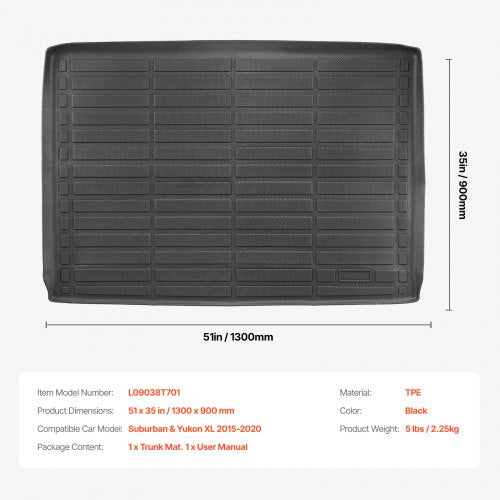 Cargo Mat Compatible with Chevrolet Suburban GMC Yukon XL 20152020