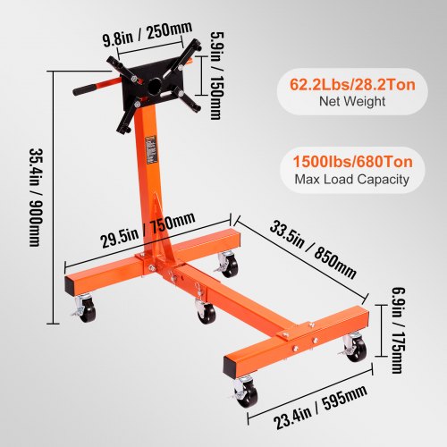 Engine Stand 1500 lbs 34 Ton Rotating Engine Motor Stand with 360 Degree