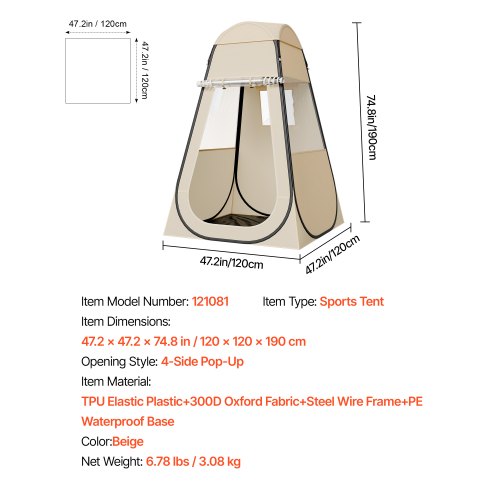 Pop up Sports Tent 47x47 in Clear Bubble Tent for 1 Person Waterproof