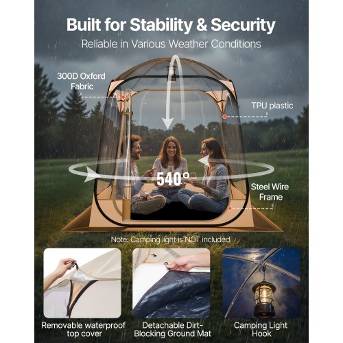 Pop up Sports Tent 63x63 in Clear Bubble Tent for 24 Persons Waterproof