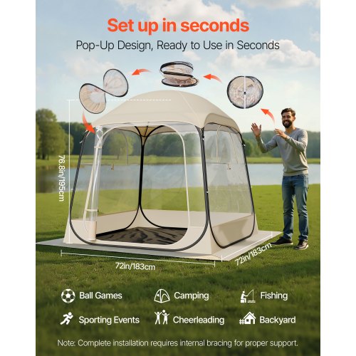 Pop up Sports Tent 72x72 in Clear Bubble Tent for 24 Persons Waterproof