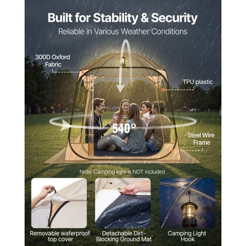 Pop up Sports Tent 72x72 in Clear Bubble Tent for 24 Persons Waterproof
