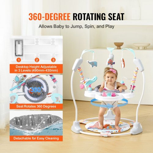 Baby Bouncer Baby Activity Center 360° Rotation Adjustable Height
