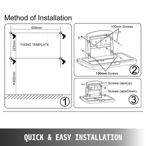 Horizontal Baby Changing Table Wallmounted Baby Diaper Changing Station