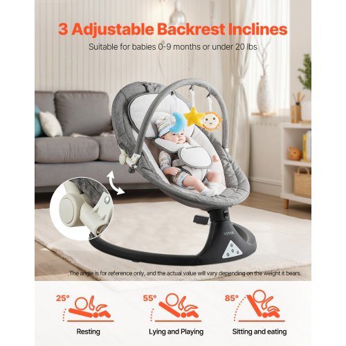 Baby Swing 5Speed Baby Rocker with 3 Seat Position Portable Infant Swing