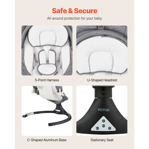 Baby Swing 5Speed Baby Rocker with 3 Seat Position Portable Infant Swing