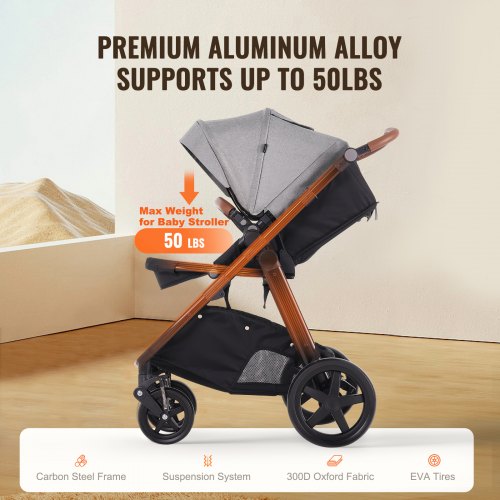 Travel System Stroller with Infant Bassinet 2in1 Baby Cradle Stroller